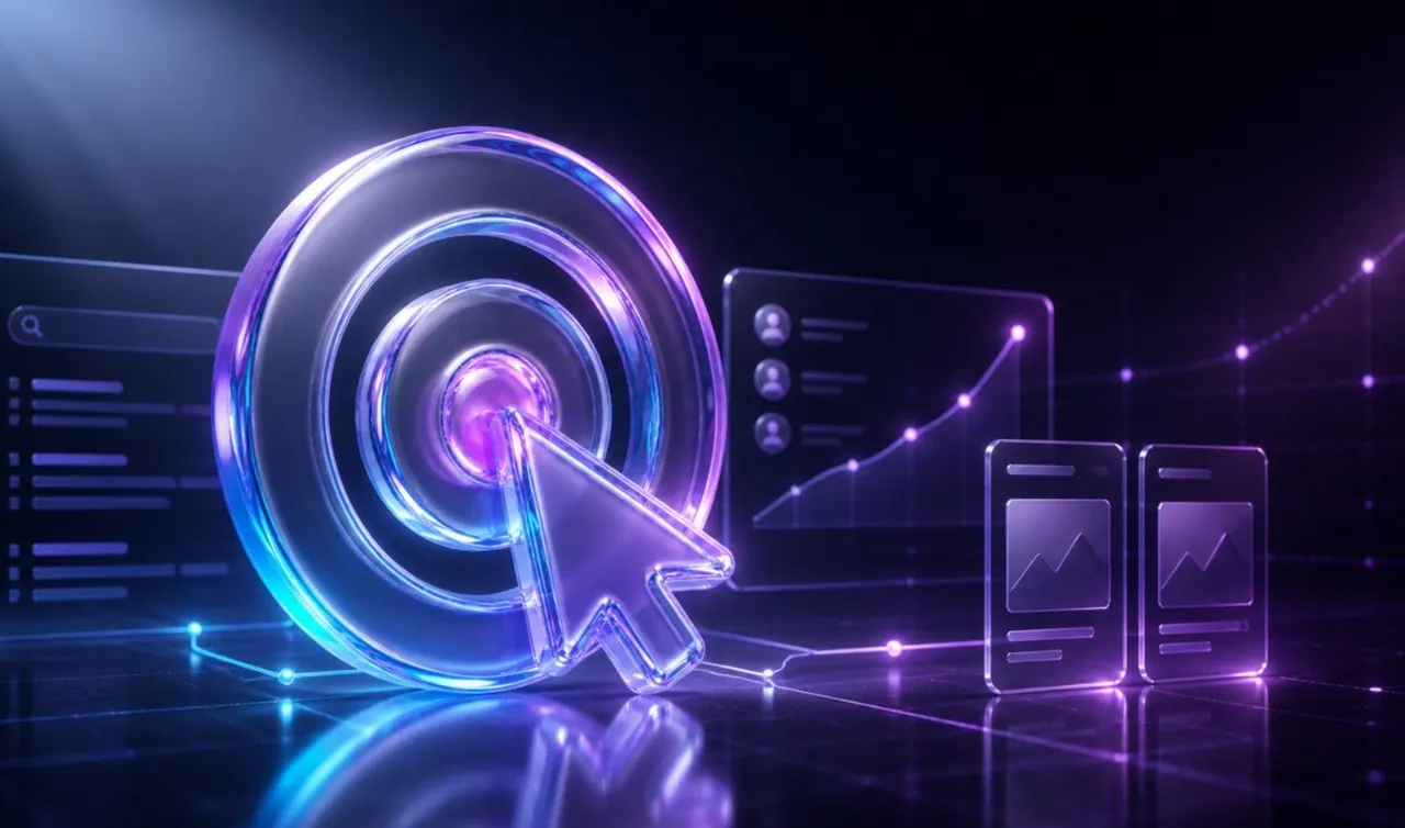 Visual abstracto de marketing digital, SEO y publicidad